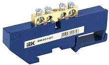 Шина неизолированная IEK N "ноль" ШНИ-6х9-4-Д-С 4 группы синий картинка 